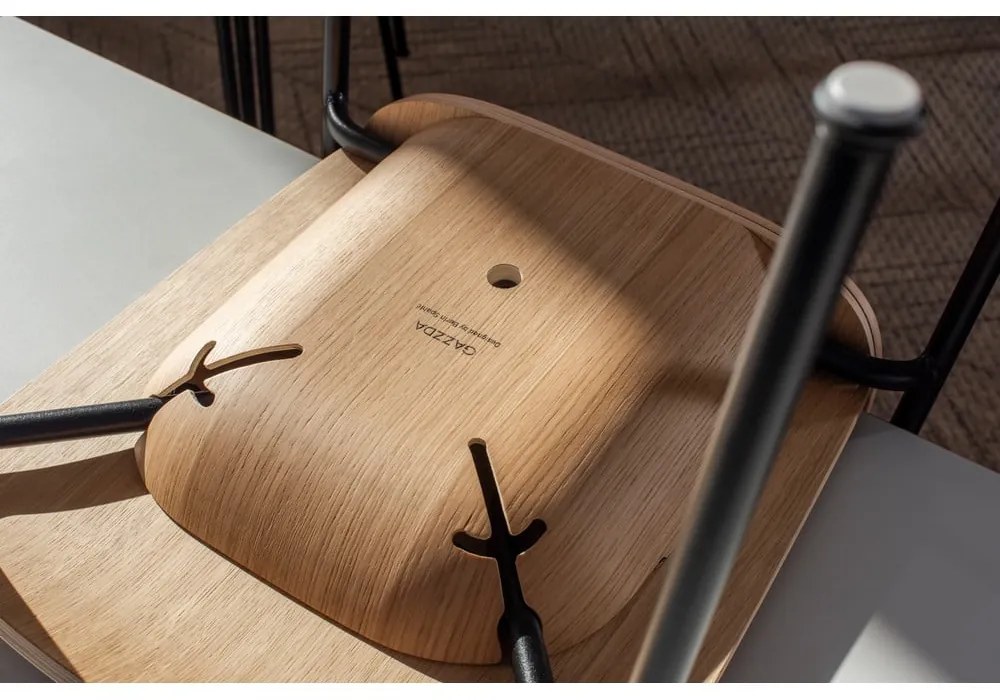 Hnedé/koňakovohnedé stohovateľné jedálenské stoličky v súprave 2 ks v dekore orecha Book – Gazzda