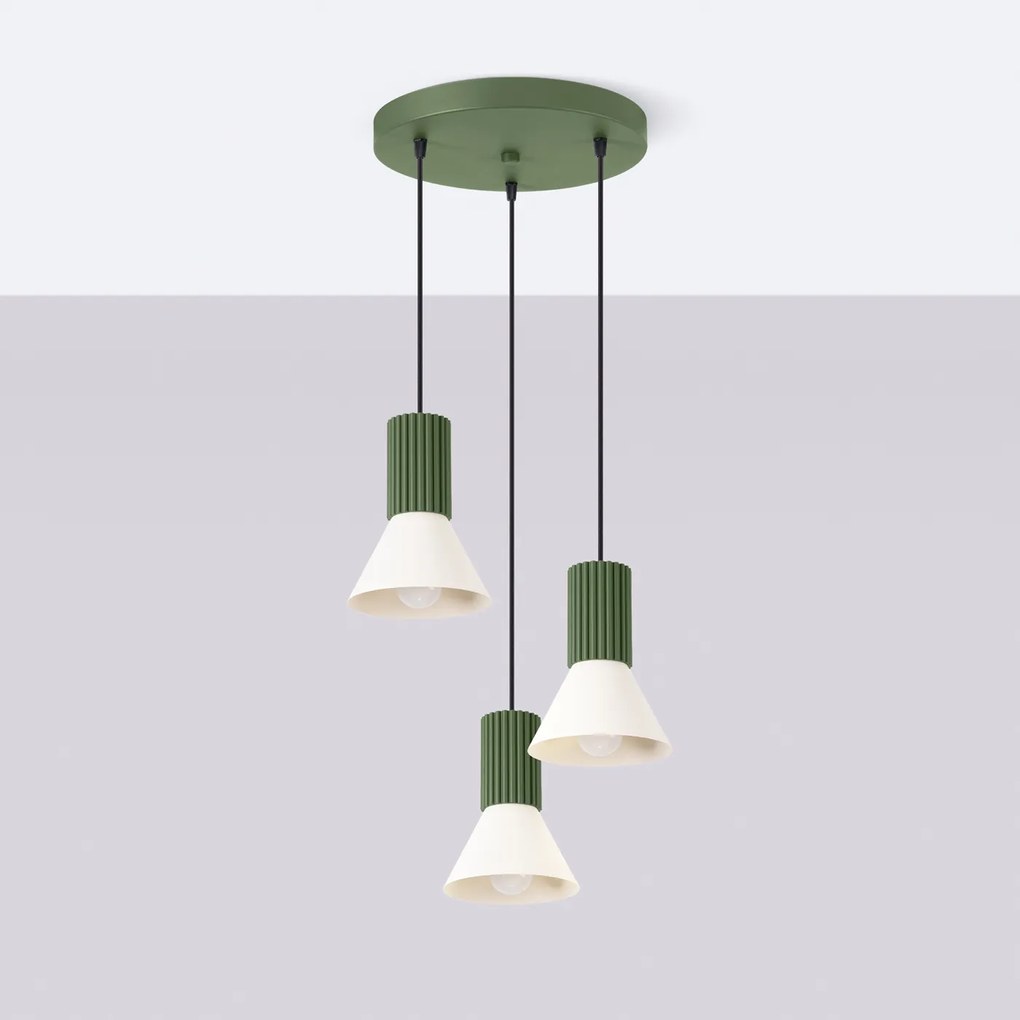 Závesné svietidlo Estria, 3x biele kovové tienidlo, og, o