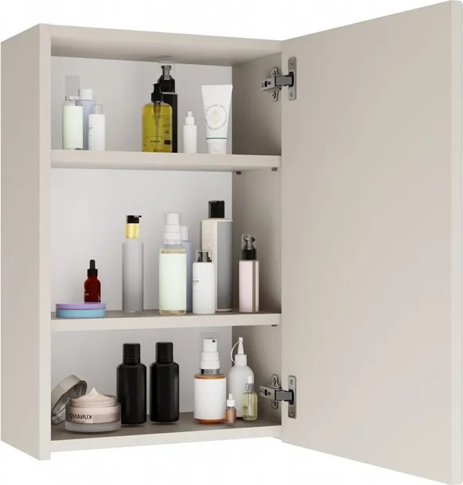 Závesná kúpeľňová skrinka so zrkadlom POLA 1DL kašmírová