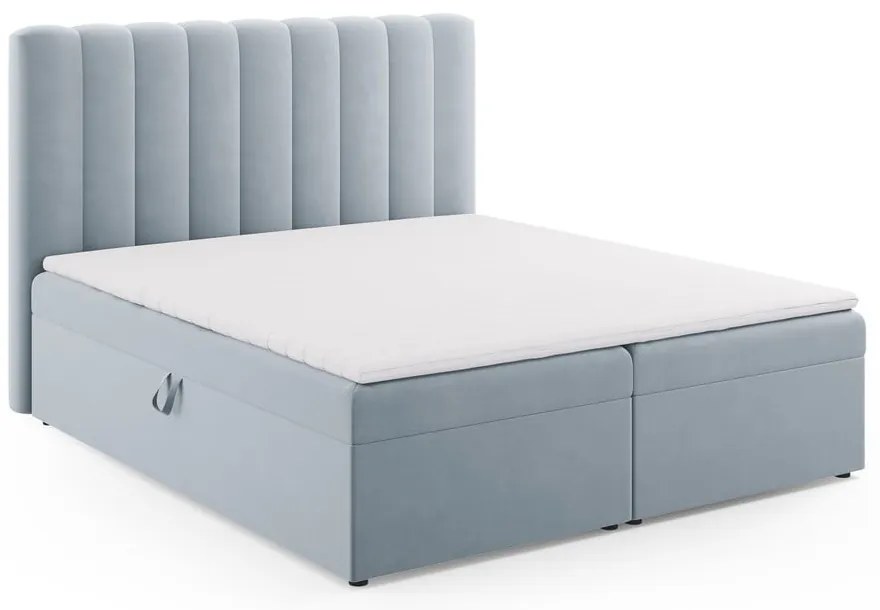 Svetlomodrá boxspring posteľ s úložným priestorom 180x200 cm Gina – Milo Casa