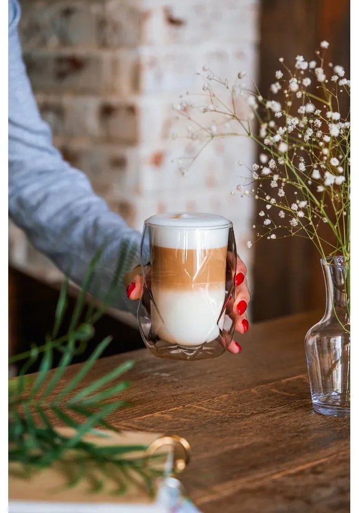 Súprava 2 dvojstenných pohárov na latté Vialli Design Geo, 350 ml