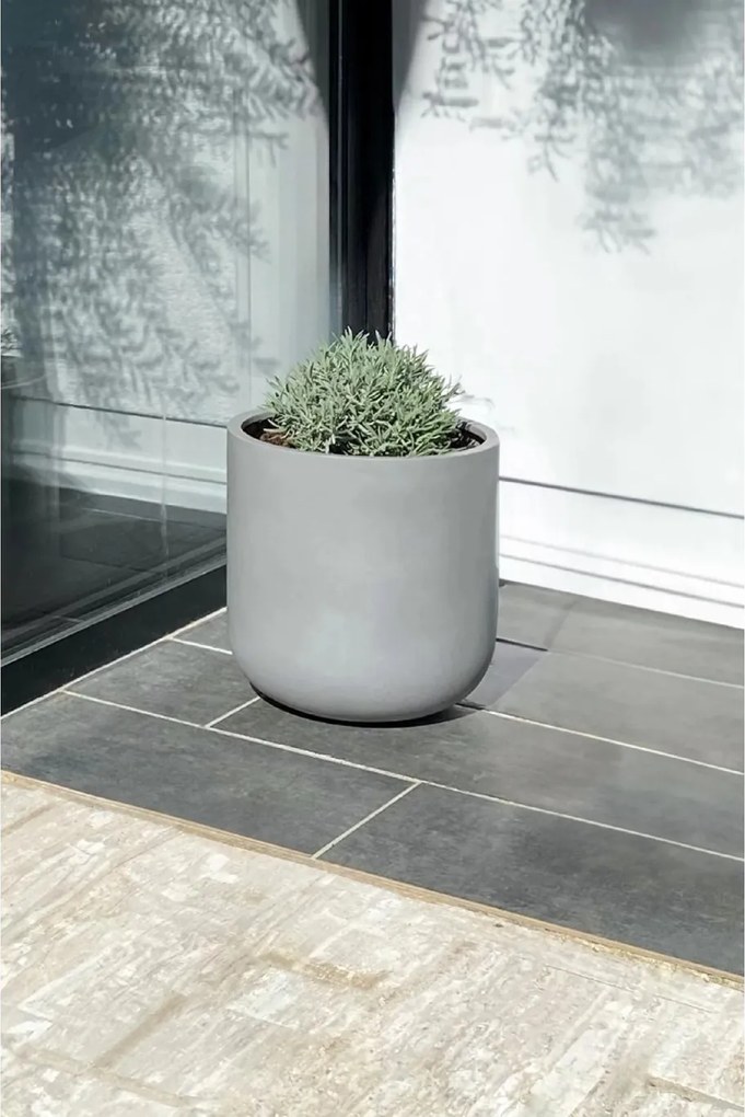 Kvetináč CHICO, sklolaminát, priemer 40 cm, beton design sivý
