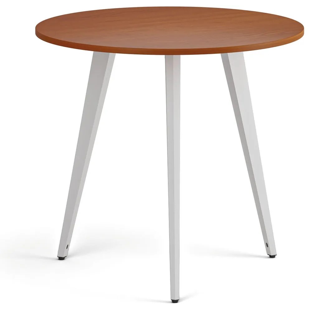 Konferenčný stôl PRIMO VIBE, priemer 80 cm, biela podnož, čerešňa