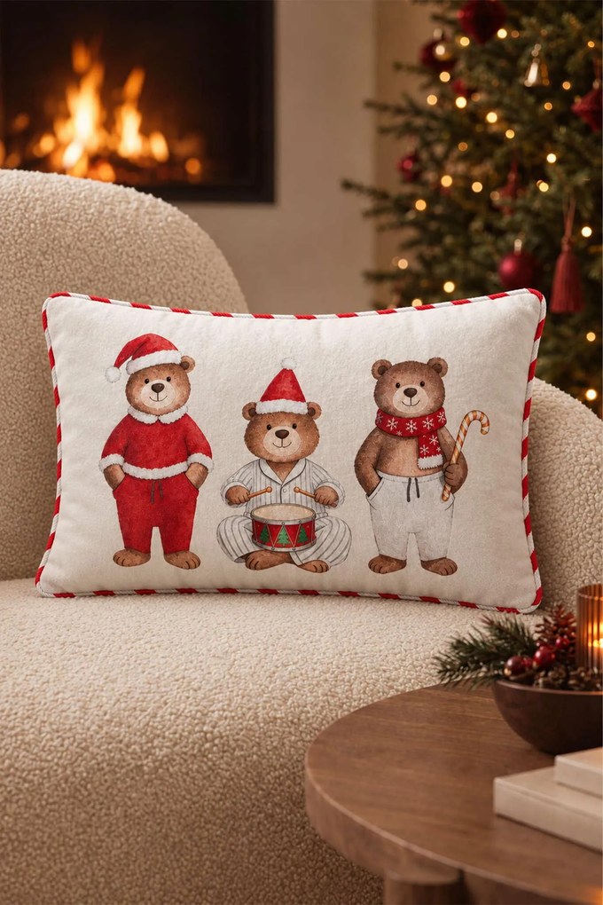 Obliečka na vankúš PYJAMA BEAR TRIO biela 30x50 cm