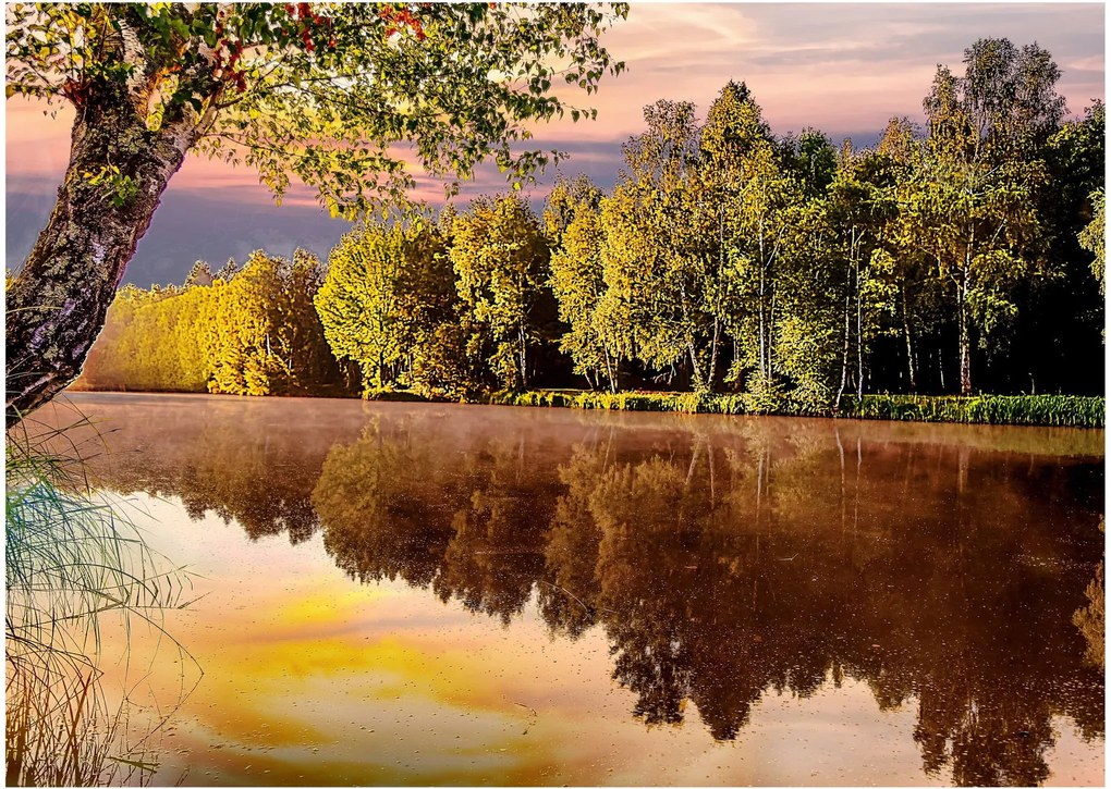 Sklenený obraz - Za riekou (70x50 cm)