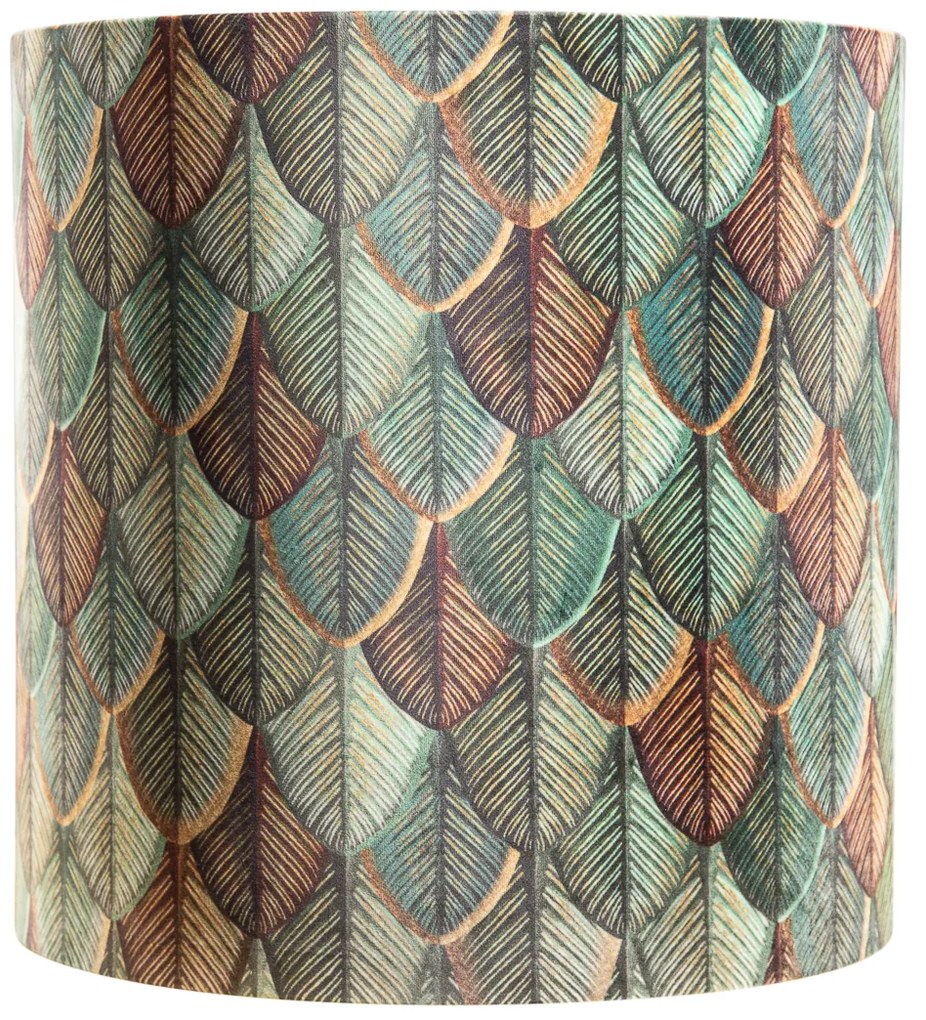 Zamatový tienidlo na lampu s dizajnom listov a zlatým vnútorným povrchom 40/40/40