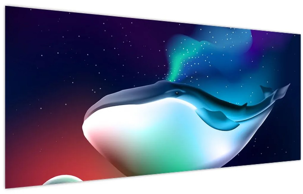 Obraz - Veľryba vo vesmíre (120x50 cm)