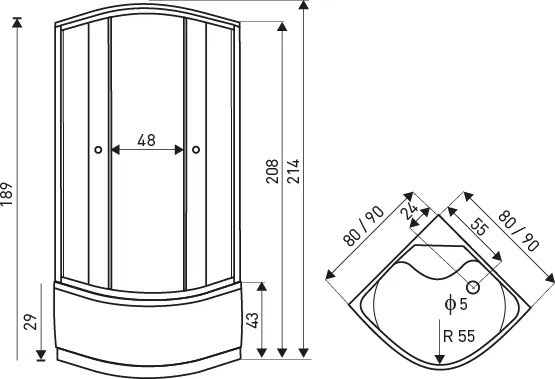 Novoterm Hydromasážny box NV-Pulen 90x90