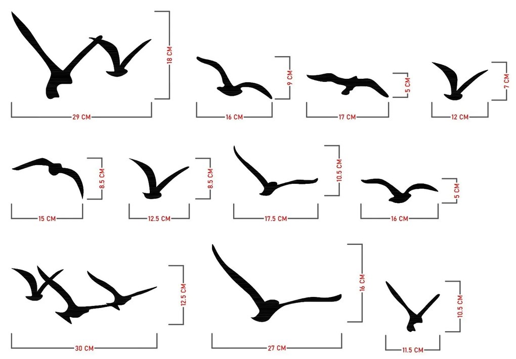 Nástenná kovová dekorácia Migrácia čierna