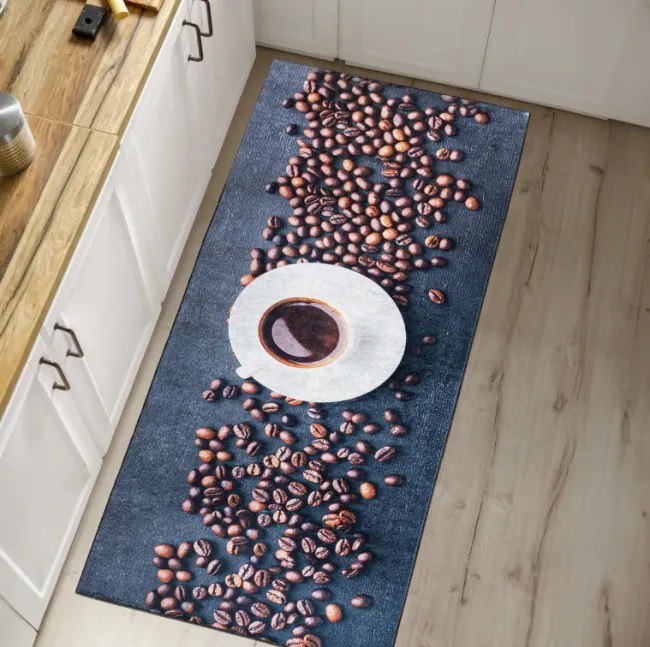 Protišmykový koberec / behúň 3338 KITCHEN sivý / hnedý