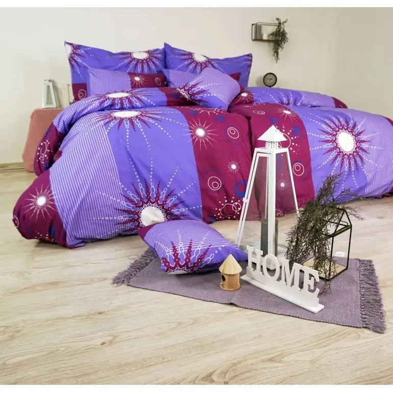 Obliečky bavlnené Tilia fialové EMI, Štandardný set jednolôžko obsahuje 1x 140x200 + 1x 70x90