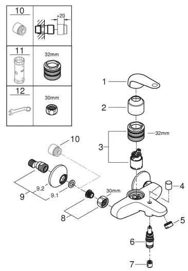 GROHE 24335001 - Vaňová batéria DN 15, lesklý chróm