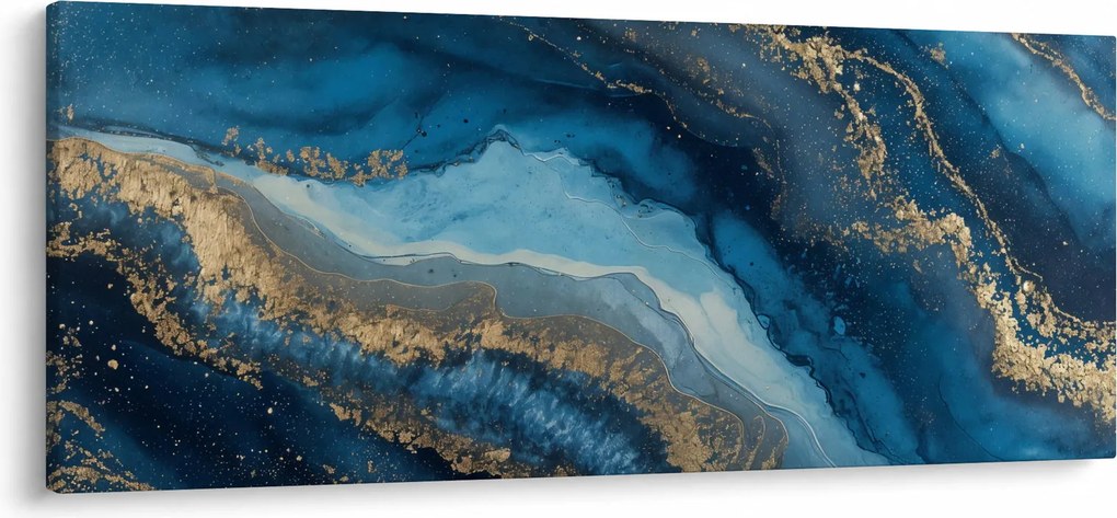 Obraz - Modrá mramorová abstrakcia (120x50 cm)