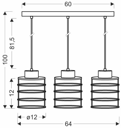 Luster na lanku GLOB 3xE27/40W/230V čierna
