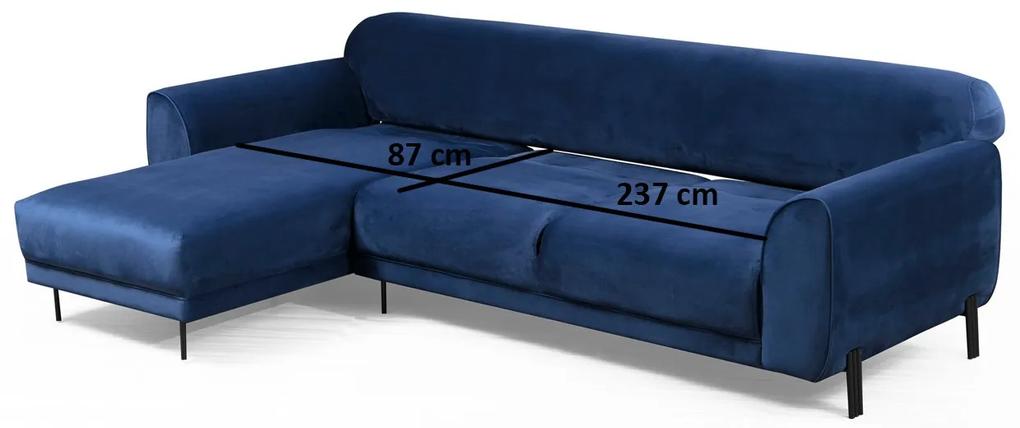 Dizajnová rozkladacia sedačka Haylia 287 cm modrá - ľavá
