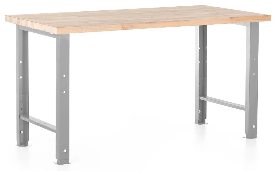 Výškovo nastaviteľný dielenský stôl Basic 150 x 80 cm, sivá