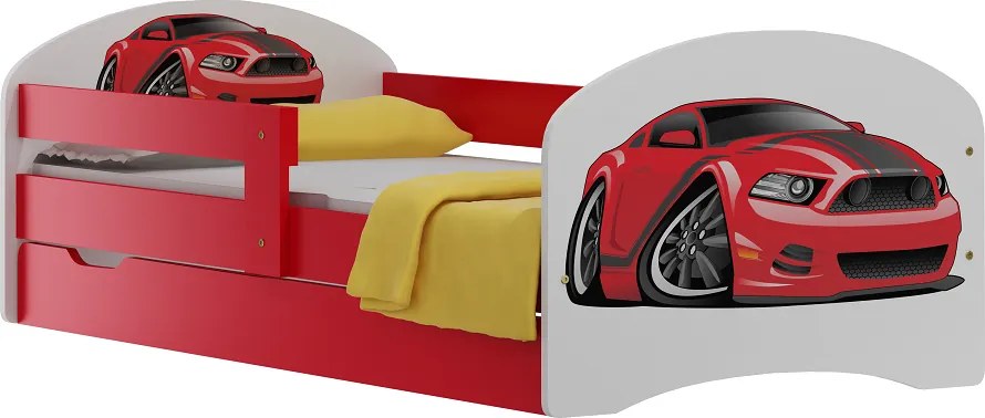 MAXMAX Detská posteľ so zásuvkami ČERVENÝ ŠPORTIAK 140x70 cm