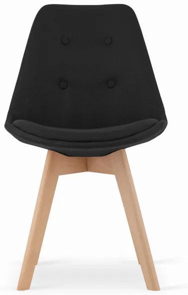 Jedálenská stolička NORI čierna s gombíkmi (hnedé nohy)