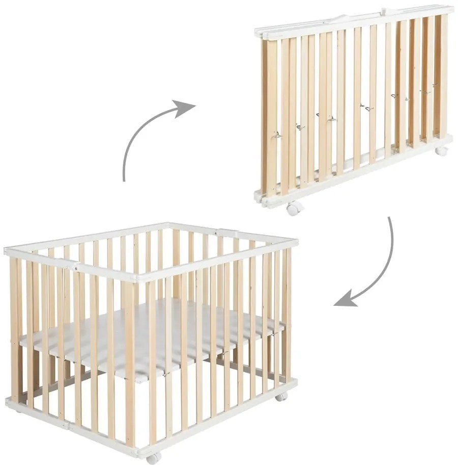 Detská ohrádka v bielo-prírodnej farbe 100x75 cm – Roba