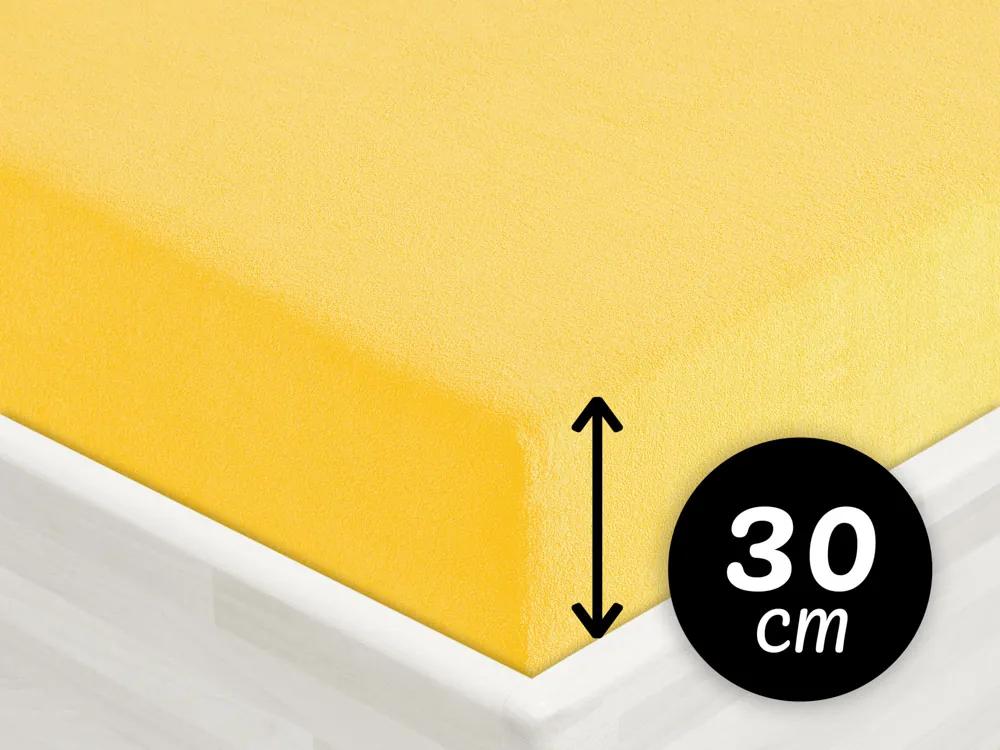 Froté napínacie prestieradlo na vysoký matrac FR-003 Žlté 100 x 200 - výška 30 cm