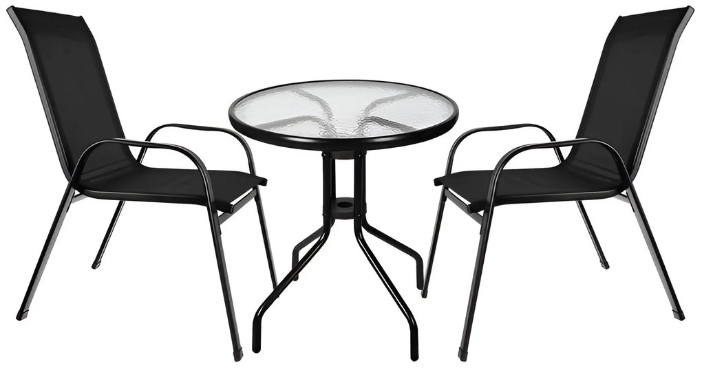 Gardlov 23461 Balkónový set stôl + 2 stoličky čierny