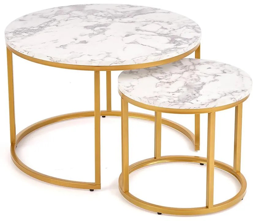 Konferenčný stolík Paola White Marble-Gold