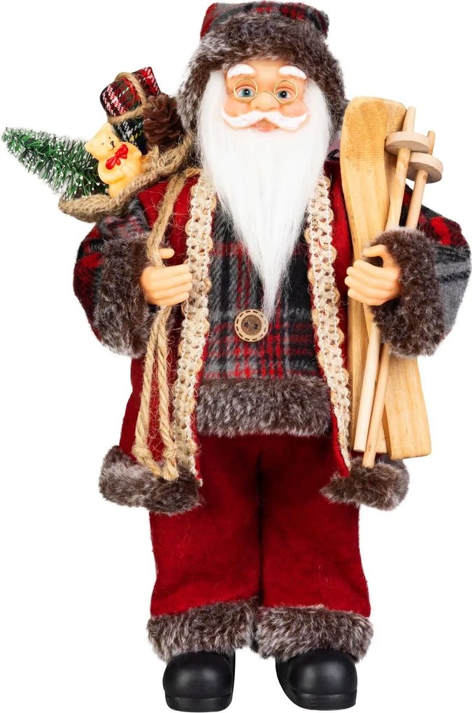 Dekorácia MagicHome Vianoce, Santa, s darčekom, červený, 60 cm (60 cm)