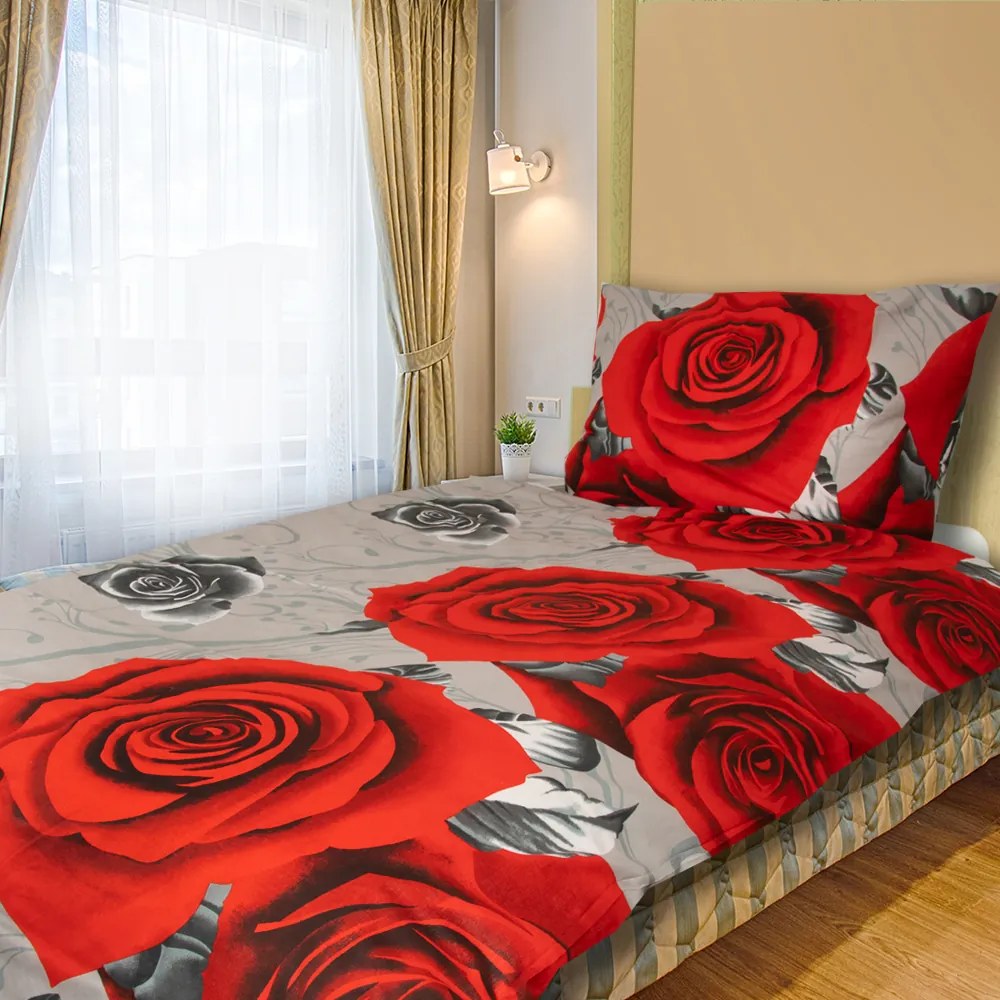 HOD Obliečky JARA červená Bavlna 70x90 140x200 cm