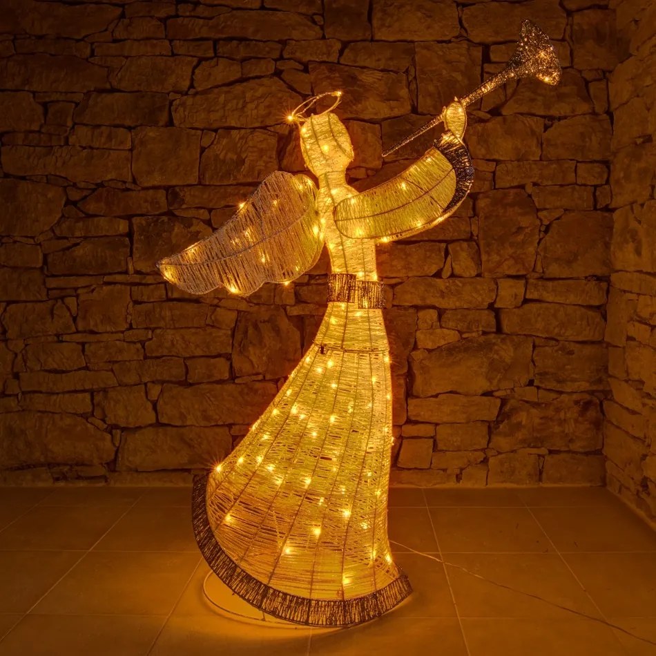 DECOLED LED světelný anděl 122 cm, IP44, teple bílá