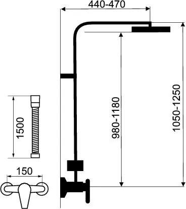 Novaservis Sprchové súpravy - Sprchový set s batériou, horné pripojenie sprchy, chróm, SET069/36,0