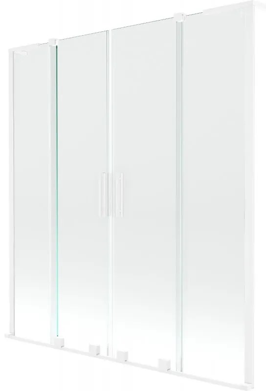 Mexen Velar L Duo, 2-krídlová posuvná vaňová zástena 140 x 150 cm, 8mm číre sklo, biela matná, 896-140-003-02-20