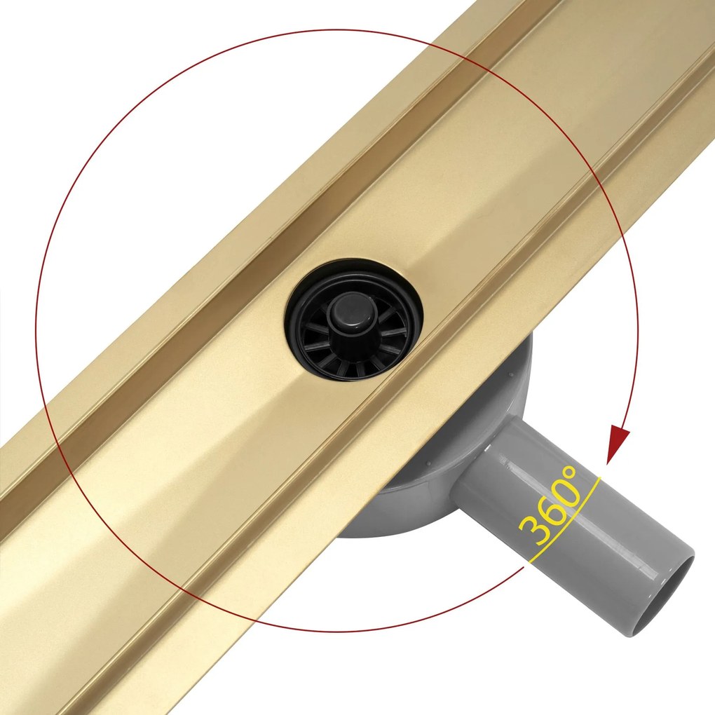 Rea Pure Neo Mirror, odtokový žľab 90 cm na vloženie dlažby, zlatá lesklá, REA-G5602