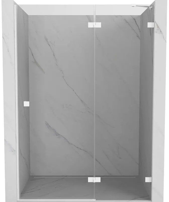 Mexen, Mexen Lunar pravé otočné sprchové dvere 130 cm, transparentné, biele - 834-130-000-20-00-P