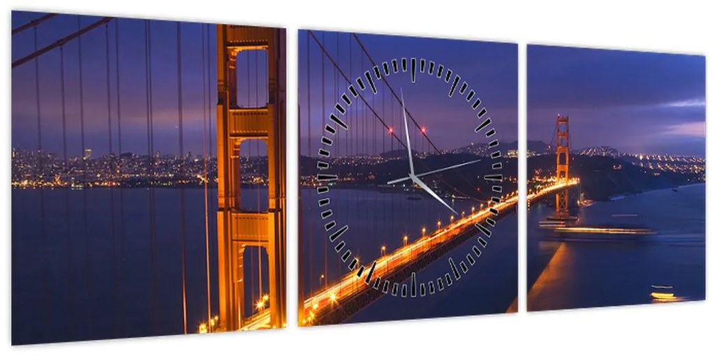 Obraz - Golden Gate Bridge (s hodinami) (90x30 cm)