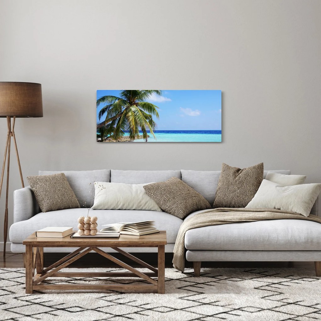 Obraz palmy na pláži (120x50 cm)
