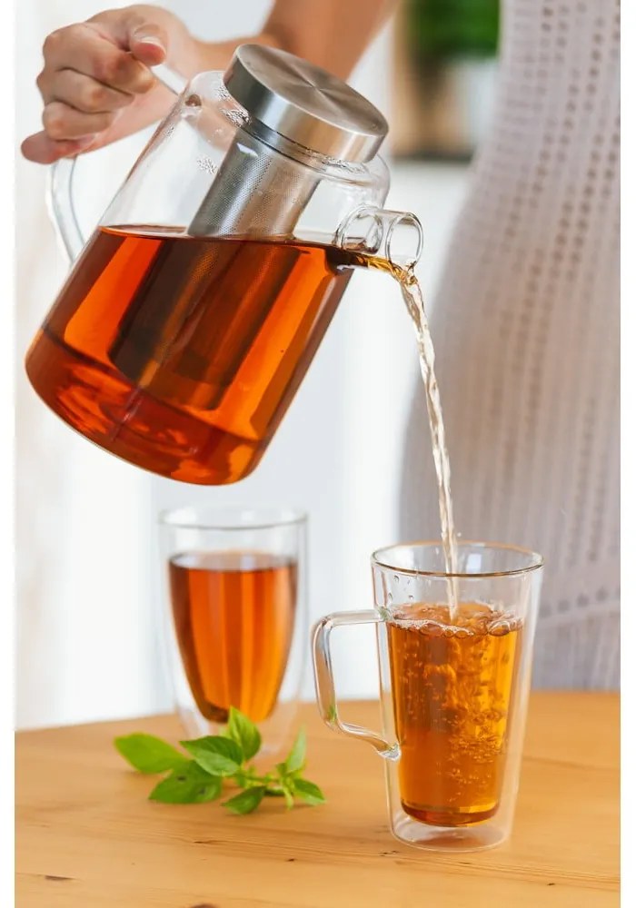 Sklenená čajová kanvica Vialli Design, 1,5 l