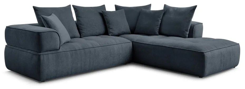 Tmavomodrá ženilková rohová pohovka (pravý roh/do L) Whesley – Bobochic Paris