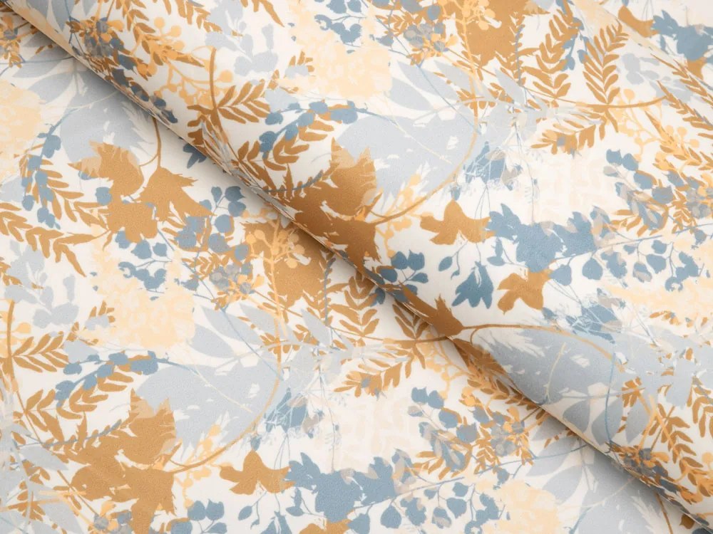 Biante Zamatový okrúhly obrus Tamara TMR-043 Hnedo-modré designové rastliny Ø 70 cm
