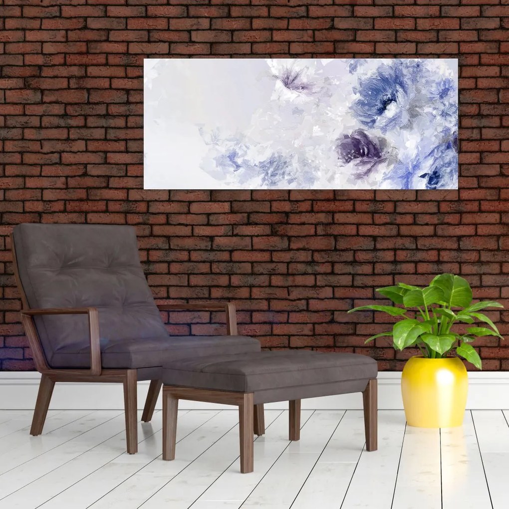 Obraz - Kvety, textúrovaná maľba (120x50 cm)