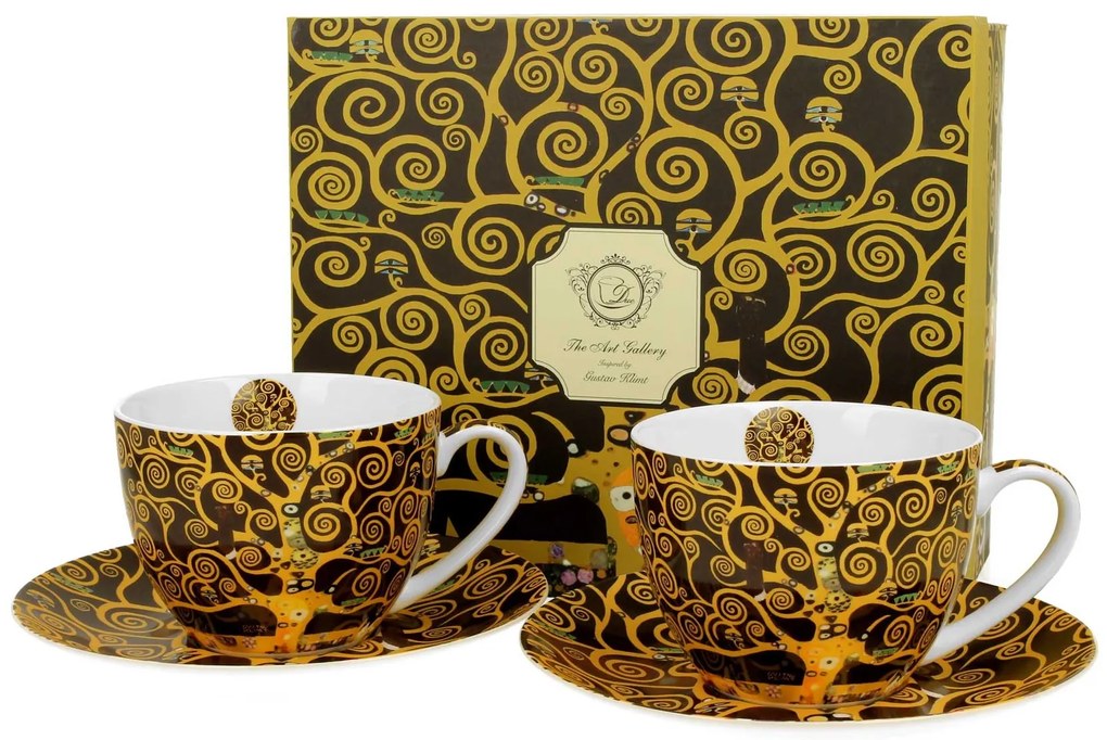 Porcelánová šálka s podšálkou Klimt Tree Of Life 250 ml sada 2ks