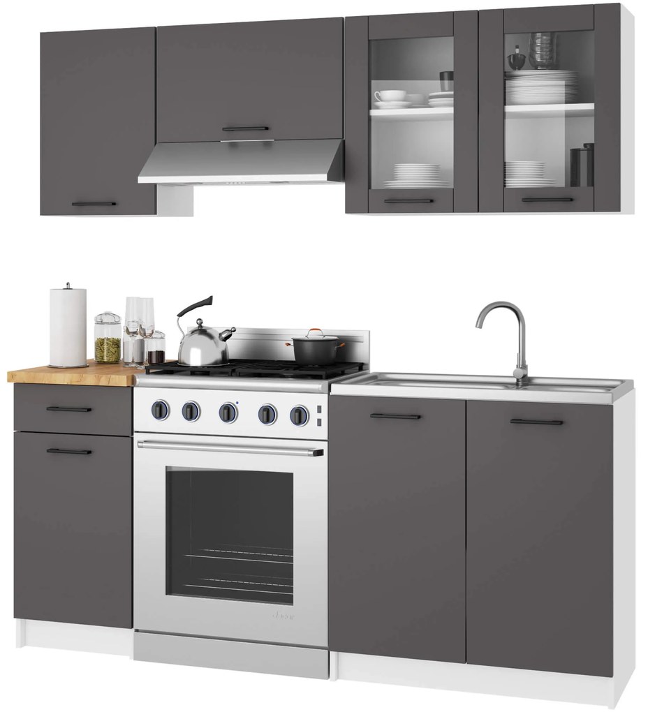 Horná kuchynská vitrína Organo 580 (biela + grafit). Akcia -17%. Vlastná spoľahlivá doprava až k Vám domov. 1117518