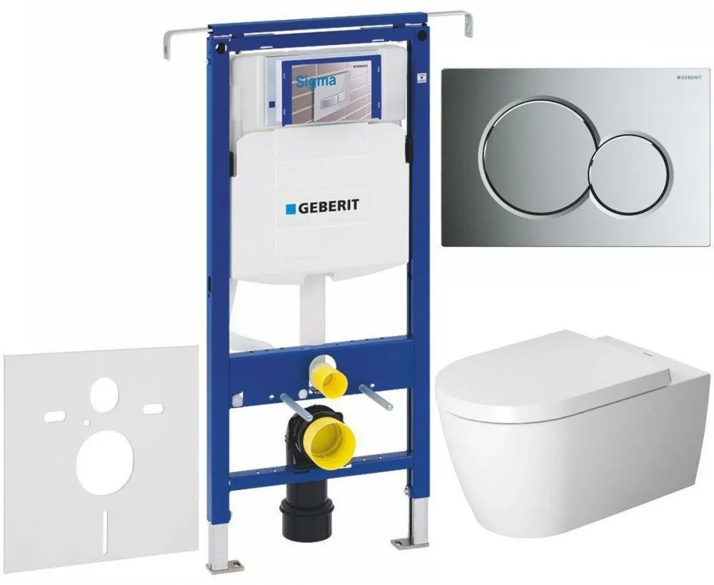 GEBERIT Duofix Special súprava 5v1 - inštalačný modul, závesné WC s Rimless a Softclose sedátko DURAVIT Me by Starck, tlačítko Sigma01, 115.770.21.5 (lesklý chróm), 111.355.00.5 NM2