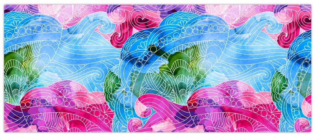 Obraz - Farebné vlny (120x50 cm)