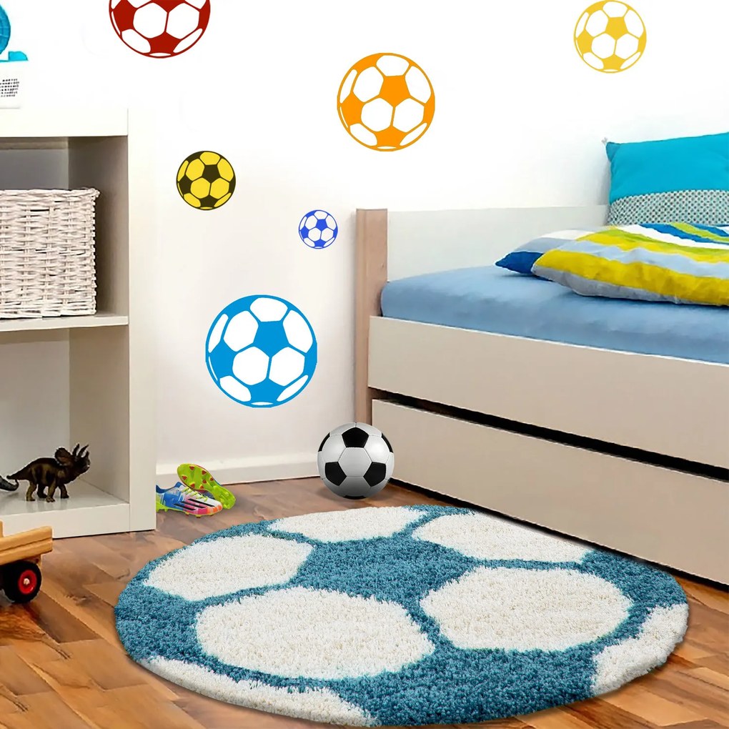 Ayyildiz 120x120 (průměr) kruh cm Kusový koberec Fun 6001 Türkis, modrá, detská izba