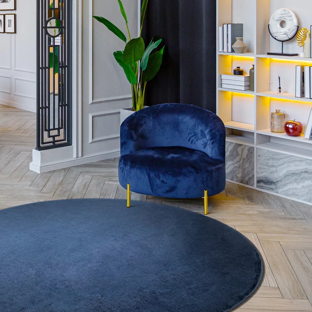 Kusový koberec Visco Rabbit Dark blue 10 kruh, 120x120 (priemer) kruh, modrá, detská izba, Dywany Łuszczów