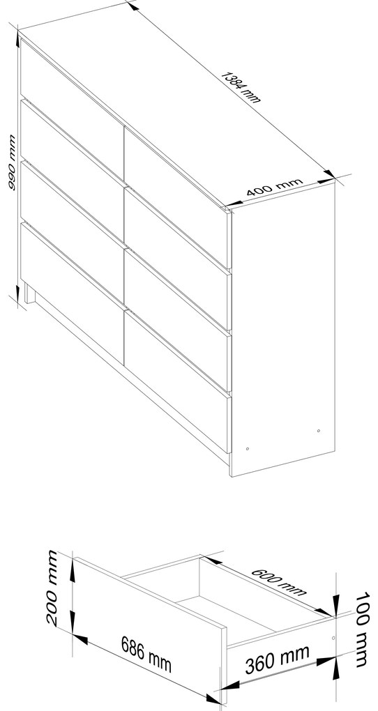 Komoda Keanu III (dub craft). Akcia -17%. Vlastná spoľahlivá doprava až k Vám domov. 1071298