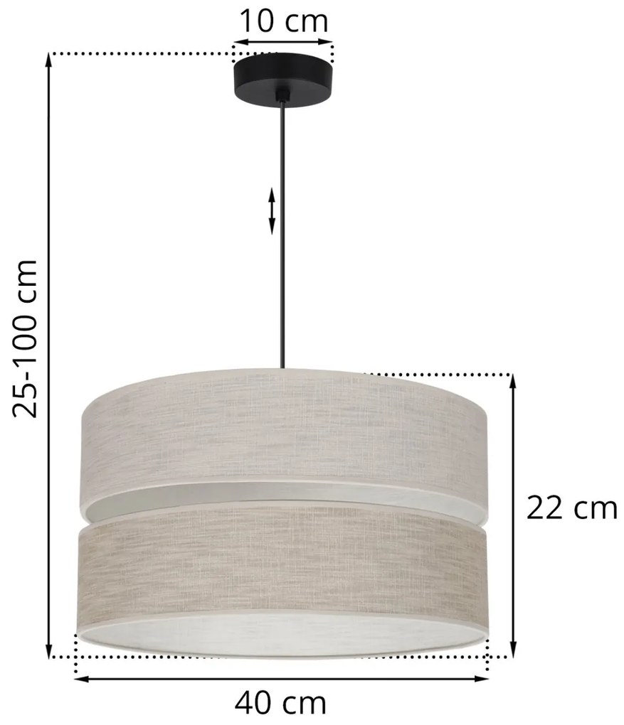 Závesné svietidlo Len, 1x béžové/svetlobéžové textilné tienidlo, (fi 40 cm), b