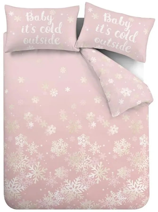 Ružové obliečky na jednolôžko 135x200 cm Baby It's Cold Outside – Catherine Lansfield