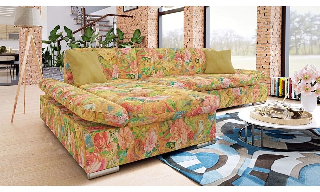 Rohová rozkladacia sedacia súprava Laviva Premium, Dostupné poťahy: Maya 09 + Maya 09 + Maya 20, Strana: ľavá