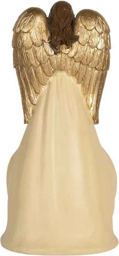 Béžová antik dekorácia anjel so svätou rodinou Angel - 15*12*31 cm